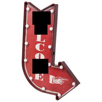 Placa Luminosa De Pared De Plastico Roja 43x64x10