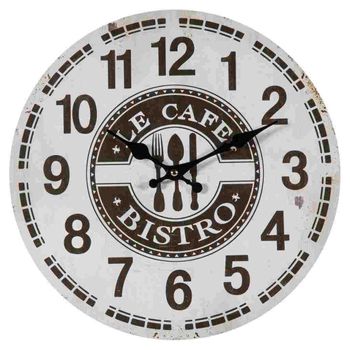 Reloj De Pared De Madera Blanco D34x2