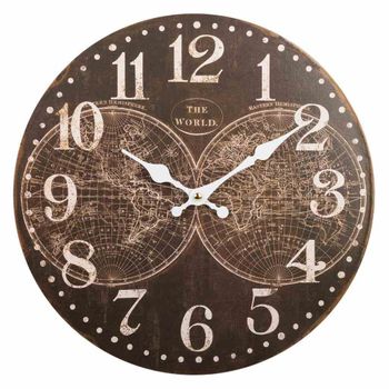 Reloj De Pared De Madera Negro D34x2