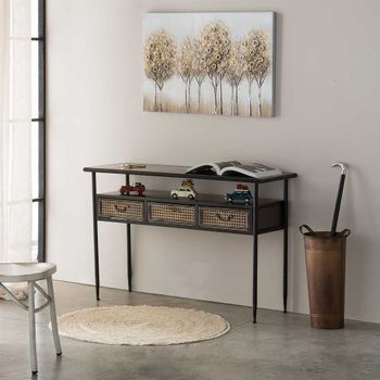 Conjunto Mueble Recibidor Cajón Espejo Entrada Pasillo Estilo Moderno  Industrial Óxido 92x33x79 con Ofertas en Carrefour