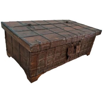 Mesa Baúl De Madera Y Metal Marrón 119x70x45