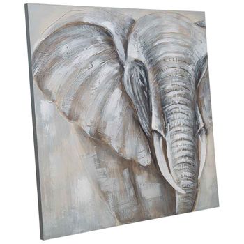 Cuadro Pintado A Mano Con Relieve Gris 100x100x3