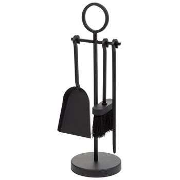 Set 4 Herramientas De Metal Para La Chimenea De Metal Negras