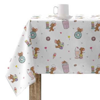 Mantel Resinado Antimanchas Yummy Tom Jerry 4 White / 300x140 Cm