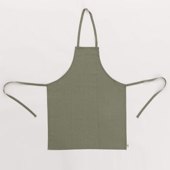 Delantal Sin Bolsillo 100% Lino Army Green - 110x69 Cm