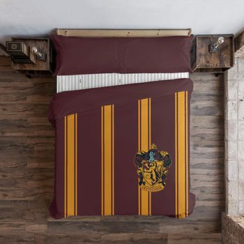 Funda Nórdica Con Botones 100% Algodón Gryffindor Rayas / 260x240 Cm