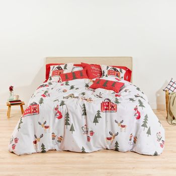 Funda Nórdica 2 Piezas Algodón Cama 105 cm TEX HOME Navidad Rojo