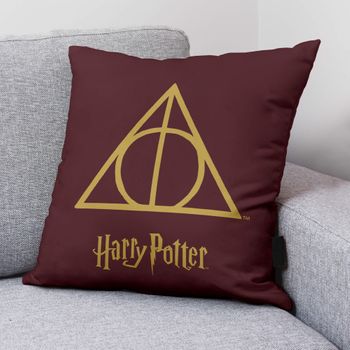 Funda De Cojín Deathly Hallows Burdeos A 50x50 Cm Harry Potter