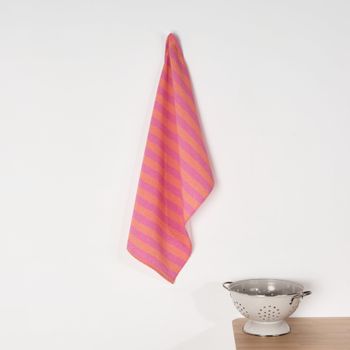 Paño De Cocina Maglia Raya Fucsia Y Naranja 45x70 Cm