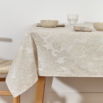 Mantel Antimanchas Jacquard Acacia 3233 Lino / 160x160 Cm