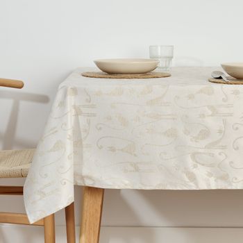 Mantel Antimanchas Jacquard Acacia 2342 Lino / 200x160 Cm