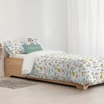 Funda Nórdica Kids&cotton Jeddah Small Blanco Menta 180 X 240 Cm