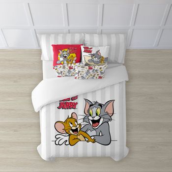 Funda Nórdica Con Botones 100% Algodón Tom & Jerry Basic / 260x240 Cm