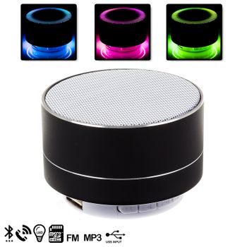 Altavoz Bluetooth Dam Metálico Con Manos Libres Y Luz Led 7x7x5 Cm. Color: Negro