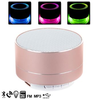 Altavoz Bluetooth Dam Metálico Con Manos Libres Y Luz Led 7x7x5 Cm. Color: Oro Rosa