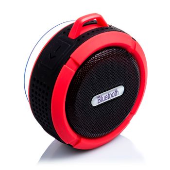 Altavoz Bluetooth Dam Circular Resistente Al Agua Con Ventosa C6 8x4x9 Cm. Color: Rojo