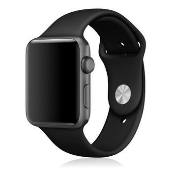 Correa De Silicona Dam Compatible Con Apple Watch De: 42/44/45/49mm Talla S/m 21x2x0,2 Cm. Color: Negro