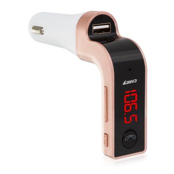 Kit 4 En 1 Con Manos Libres Bluetooth Y Transmisor Fm Dam Para Coche 2x10x8 Cm. Color: Oro Rosa