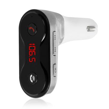 Manos Libres Bluetooth Dam Carc8 Para Coche Con Transmisor Fm 7x9x3 Cm. Color: Plata