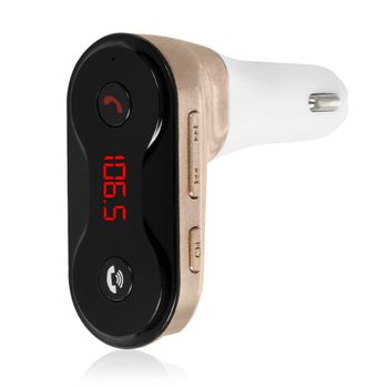 Manos Libres Bluetooth Dam  Carc8 Para Coche Con Transmisor Fm 7x9x3 Cm. Color: Oro