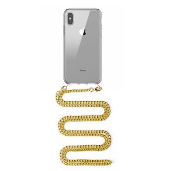 Carcasa Transparente Dam  Iphone X Con Colgante Cadena Metálica. Accesorio De Moda, Ajuste Perfecto Y Máxima Protección 157 Cm. Color: Transparente