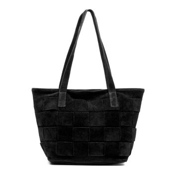 Firenze Artegiani Agnone Bolso Shopper Mujer. Piel Auténtica Acabado Gamuza. Fabricado En Italia 38x14x24 Cm. Color: Negro