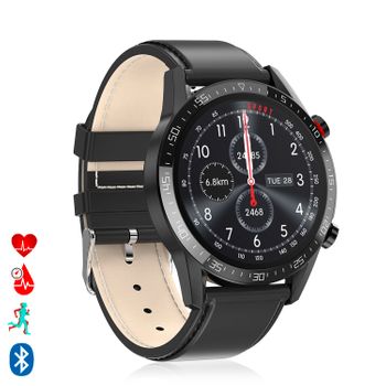 Smartwatch Dam L13 Pulsera De Cuero Sintético Con Modo Multideportivo, Monitor Cardiaco, Tensión Y O2 En Sangre 4,6x1,2x5,3 Cm. Color: Negro