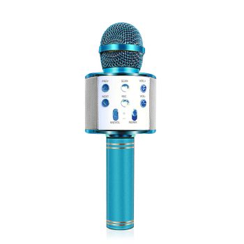 Micrófono Karaoke Multifunción Damcon  Altavoz Incorporado 7,5x7,5x22,3 Cm. Color: Azul