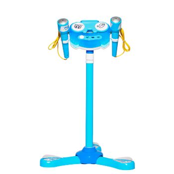 Kit Karaoke Infantil Damcon  2 Micrófonos Y Stand Soporte 28x28x90 Cm. Color: Azul