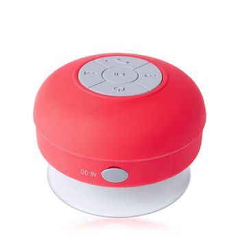 Altavoz Damrar Iax Bluetooth Con Ventosa, Resistente A Salpicaduras De Agua, Especial Ducha 8,5x5,5x5,5 Cm. Color: Rojo