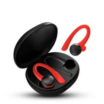 Auriculares Dam Tws T7 Pro Deportivos Anti Caída, Bluetooth 5.0, Batería De 40mah Y Base De Carga De 400mah 7,5x3x7 Cm. Color: Negro