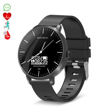 Smartwatch Dam  Con Movimiento De Cuarzo Y Pantalla Ak-h6 Bluetooth, Con Monitor Cardiaco 4,5x1,3x4,8 Cm. Color: Negro