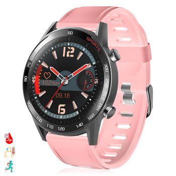 Smartwatch Dam T23 Con Temperatura Corporal, Tensión, Oxígeno En Sangre Y Modo Multideportivo. 4,6x1,1x5,2 Cm. Color: Rosa