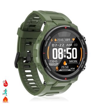 Smartwatch Dam Q70 Con Monitor Cardíaco, Tensión Y 9 Modos Multideportivos. 5,1x1,3x5,5 Cm. Color: Verde Militar