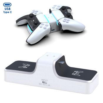 Cargador Dual Para 2 Mandos De Ps5, Incluye Salida De Carga Usb