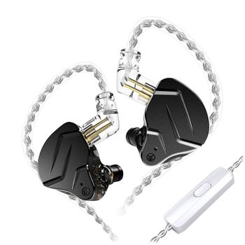 Auriculares Híbridos In-ear Dam Kz Zsn Pro X De Alta Fidelidad. 1 Controlador De Armadura Balanceada + 1 Controlador Dinámico. Cable Con Micro, Conexión Jack 3,5mm. 2,3x2,3x2,2 Cm. Color: Negro