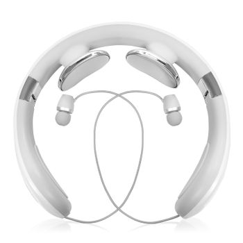 Masajeador De Cuello Inteligente Dam Con Auriculares Bluetooth 5.0. 15,5x5x13,5 Cm. Color: Blanco