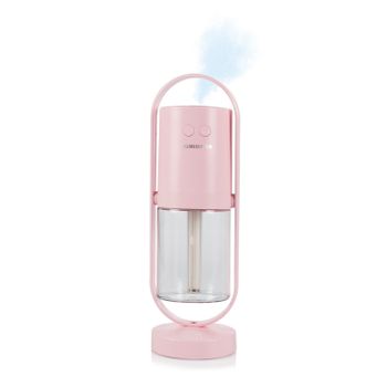 Humidificador Dam Multifunción De 200 Ml Con Luces Led Multicolor. Función Esterilización, Compatible Con Hidroalcohol. 6,6x6,6x21,3 Cm. Color: Rosa Claro