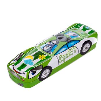 Estuche Portatodo Infantil Metálico Diseño Coche De Carreras 3d.