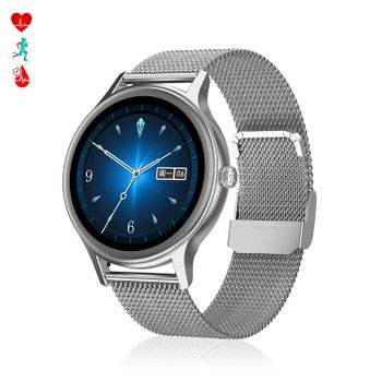 Smartwatch Dam  Dt66 Con Pulsera De Acero. Monitor De Tensión Y Oxígeno En Sangre. Varios Modos Deportivos. Notificaciones Para Ios Y Android. 38x1x48 Cm. Color: Plata