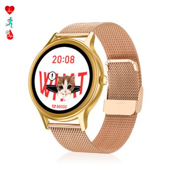 Smartwatch Dam  Dt66 Con Pulsera De Acero. Monitor De Tensión Y Oxígeno En Sangre. Varios Modos Deportivos. Notificaciones Para Ios Y Android. 38x1x48 Cm. Color: Oro Rosa