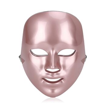 Máscara Led Fotónica De Siete Colores Dam. Cuidado Facial, Anti Edad, Rejuvenecimiento De La Piel. 19x13x23 Cm. Color: Oro Rosa
