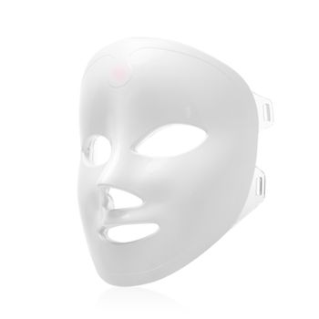 Máscara Led Fotónica De Cuidado Facial Dam De Siete Colores, Con Batería. Instrumento De Belleza. 19,5x13x20,4 Cm. Color: Blanco