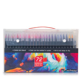 Set De 72+1 Rotuladores Dam Con Punta De Pincel Acuarelables, Con Pincel Mezclador De Agua. Pinceles Premium  De Nylon Flexible Para Manga, Dibujos Y Caligrafía. 39,5x5x30 Cm. Color: Multicolor