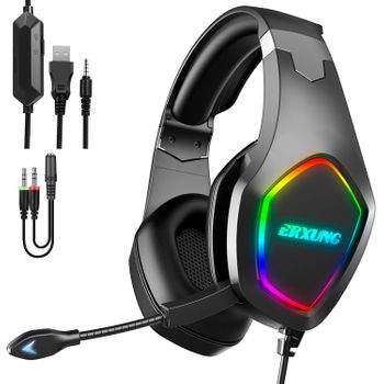 Headset J20 Ultra-flexible 7 Luces Full Rgb, Auriculares Gaming Con Micro, Minijack