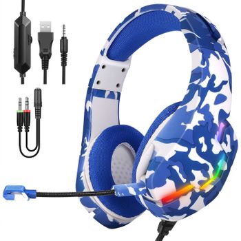 Headset J10 Ultra-flexible 13 Luces Full Rgb, Auriculares Gaming Con Micro, Minijack