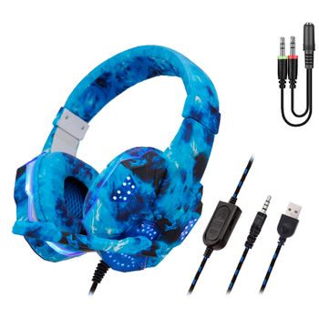 Headset Sy830mv Con Luces Led, Auriculares Gaming Con Micro, Conexión Minijack, Compatible