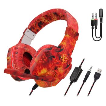 Headset Sy830mv Con Luces Led, Auriculares Gaming Con Micro, Conexión Minijack, Compatible