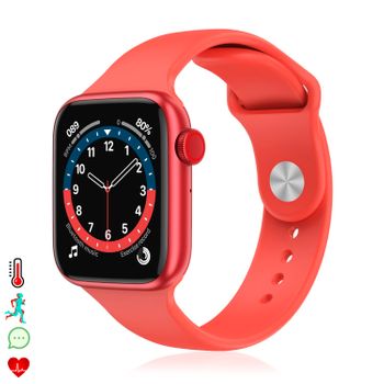 Smartwatch Dam Aw9 Con Corona Multifunción. Termómetro, Monitor Cardiaco, Oxígeno En Sangre, Llamadas Bluetooth. Compatible Con Android. 3,6x1,2x4,2 Cm. Color: Rojo