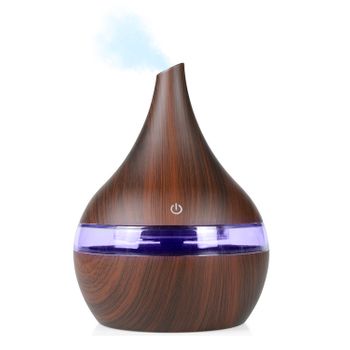 Humidificador Dam  De 300ml Con Luces Led Rgb. 11x11x15 Cm. Color: Marrón Oscuro